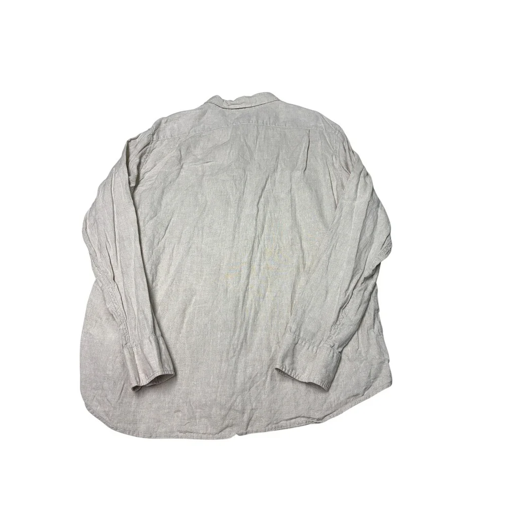 J.Crew Mens XXL Linen Cotton Blend Button Down Shirt Beige AL179 SP25
